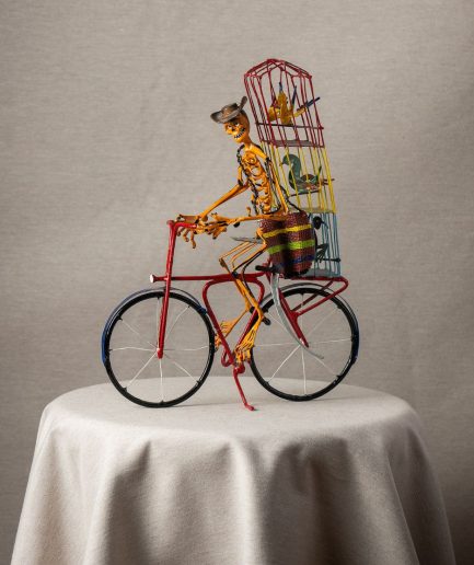alebrije hombre en bicicleta vista lateral