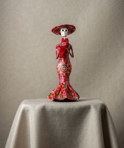 Catrina vestido rojo floreado