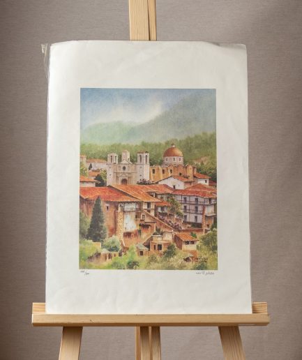 Cuadro pueblo blanco con teja roja