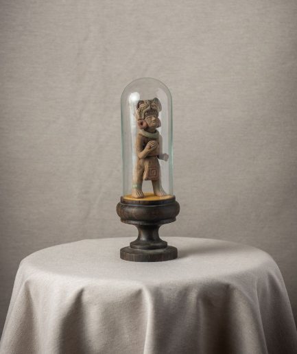 Hombre expuesto en cristal