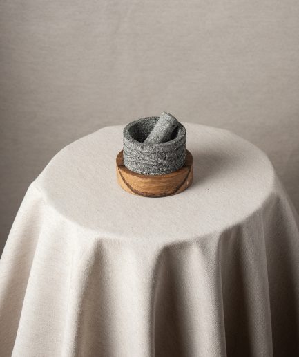 Mortero Mini Liso con Textura en Base Redonda Madera Parota