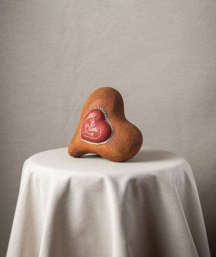 Jorge Palacios - Corazón barro 3D Naranja con rojo <div class="galope"> - Colección Galope - </div>