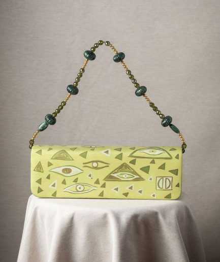 Bolso de noche verde con ojos <div class="galope"> - Colección Galope - </div>