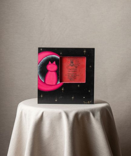 Cuadro gato rosa fondo negro <div class="galope"> - Colección Galope - </div>