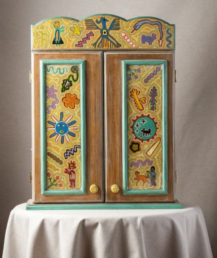 Alhajero Joyero café con amarillo en madera <div> - Colección Galope - </div>