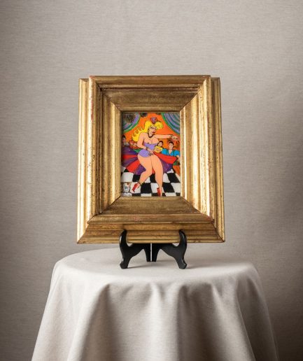 Cuadro marco grueso dorado fondo mujer rubia <div class="galope"> - Colección Galope - </div>