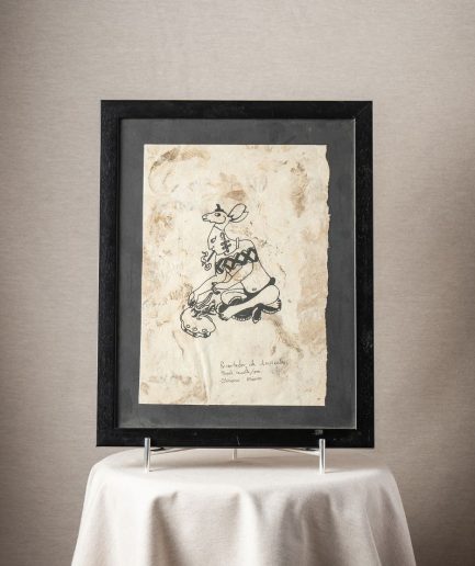 Cuadro marco negro hombre prehispánico sentado <div class="galope"> - Colección Galope - </div>