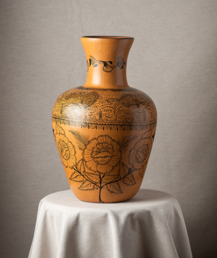 Jarrón barro bruñido amarillo <div class="galope"> - Colección Galope - </div>